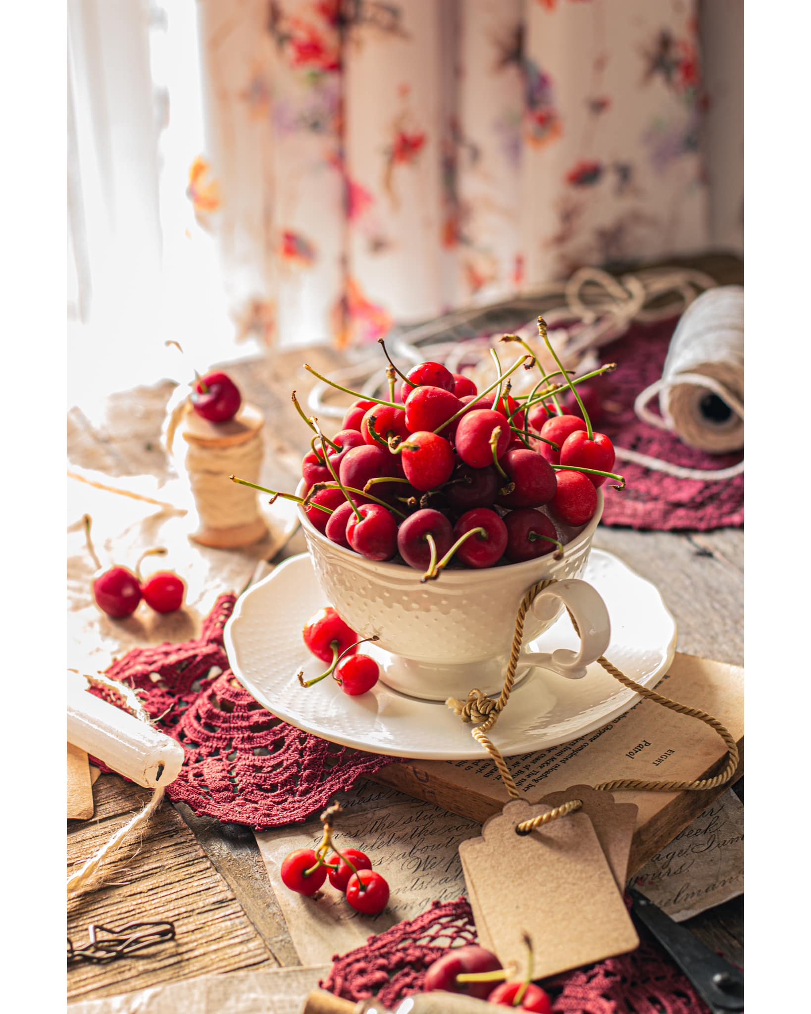 Cherries on a cup